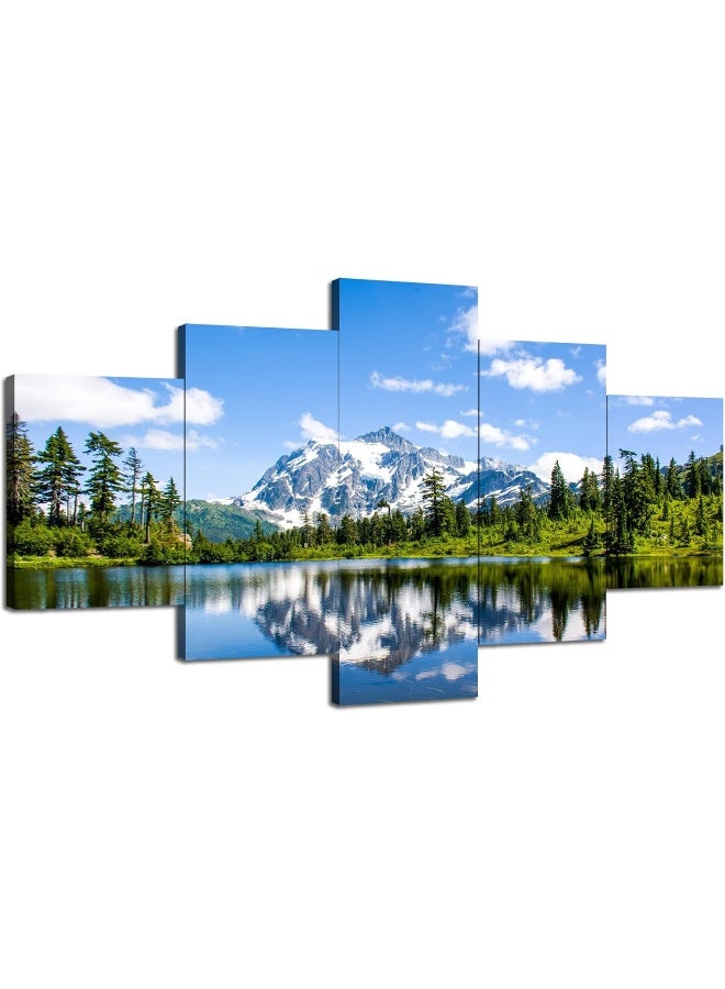 Home Trove Us Washington State Shuke Gable Wall Decor North Cascade National Park View Wall Art Picture Canvas Print Forest Lake Poster Painting Framed Bedroom Decoration Ready To Hang(60''Wx32''H) - Image 1