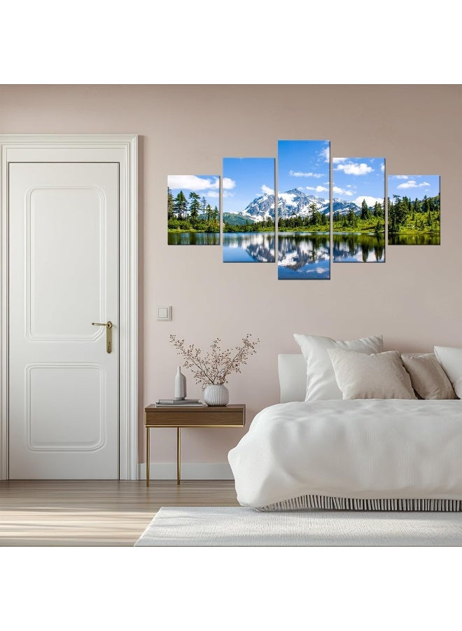 Home Trove Us Washington State Shuke Gable Wall Decor North Cascade National Park View Wall Art Picture Canvas Print Forest Lake Poster Painting Framed Bedroom Decoration Ready To Hang(60''Wx32''H) - Image 2