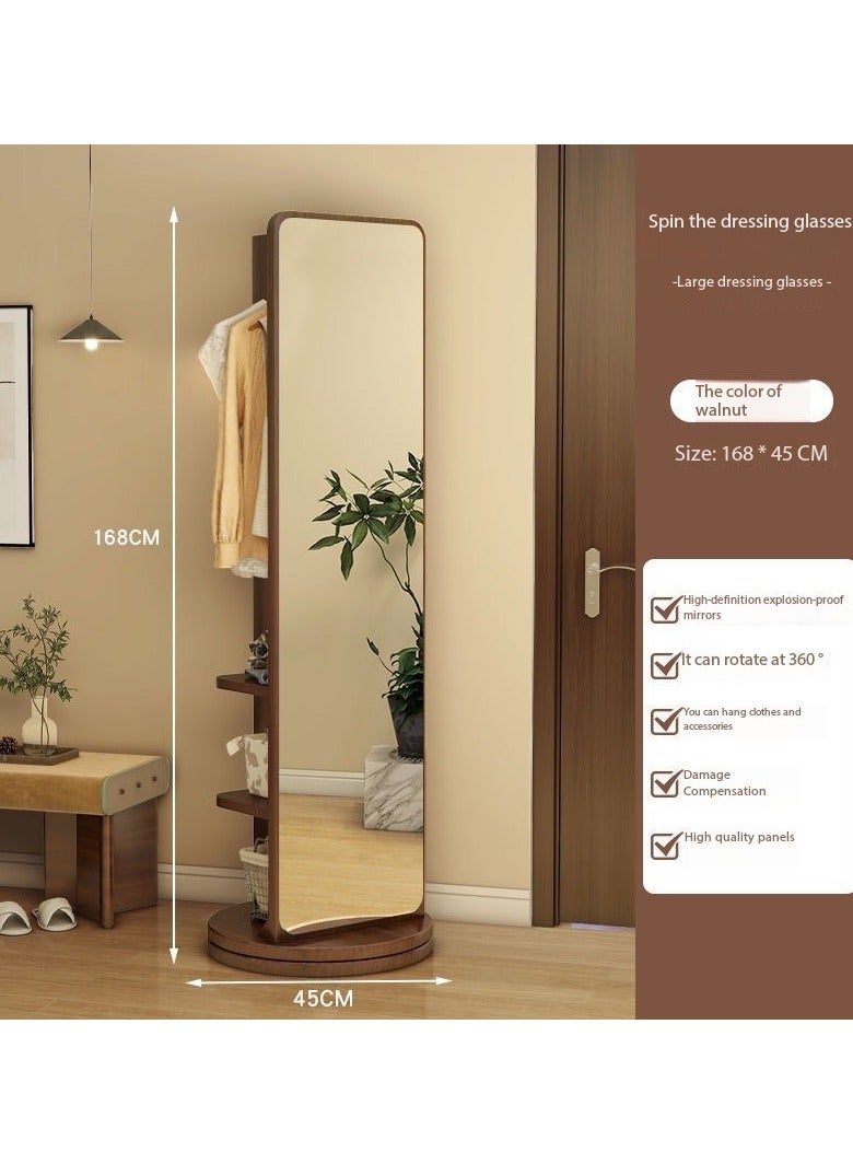GT-Wheel Floor Mirror With Coat Rack Luxury Modern 360° Rotating Wood Full Body Length Mirror for Living Room and Bedroom  - Image 3
