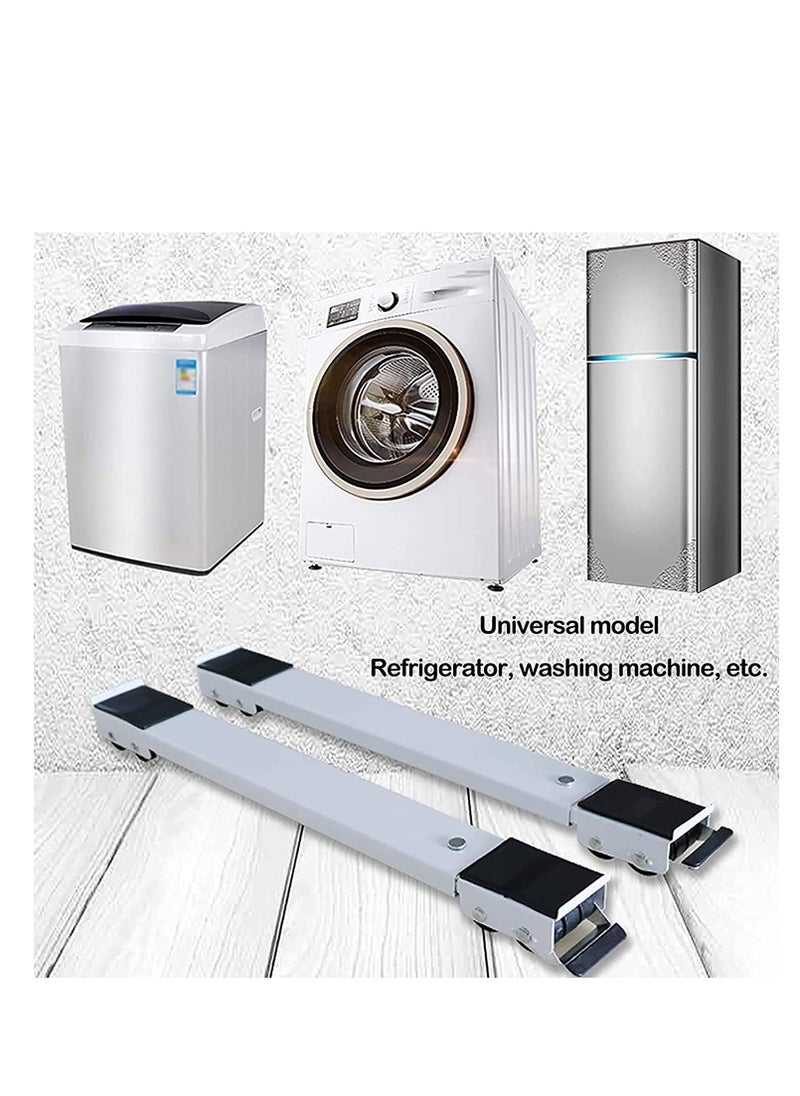ELTRAZONE - 2 Pieces Adjustable Washing Machine Pedestals Frame ， Drum Washing Machine Refrigerator Mobile Base ， Multifunction Washing Machine Base Stand Movably Adjustable - Image 1