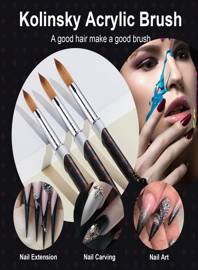 Shine Chance 2Pcs Acrylic Nail Brushes Set, 100% Pure Kolinsky Size 10 Nail Art Brush & Small Clean Up Brush, Art Design & Polish Mistake Cleaning Manicure Tools for Women Acrylic Application - Image 3