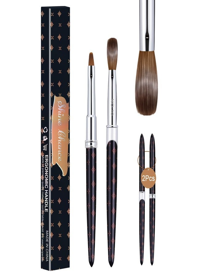 Shine Chance 2Pcs Acrylic Nail Brushes Set, 100% Pure Kolinsky Size 10 Nail Art Brush & Small Clean Up Brush, Art Design & Polish Mistake Cleaning Manicure Tools for Women Acrylic Application - Image 1