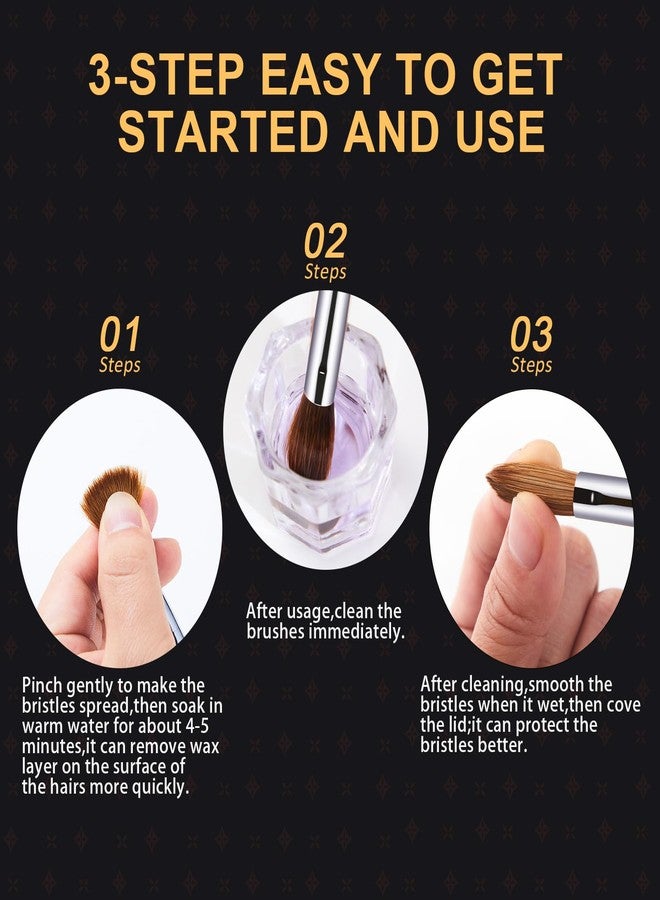 Shine Chance 2Pcs Acrylic Nail Brushes Set, 100% Pure Kolinsky Size 10 Nail Art Brush & Small Clean Up Brush, Art Design & Polish Mistake Cleaning Manicure Tools for Women Acrylic Application - Image 4