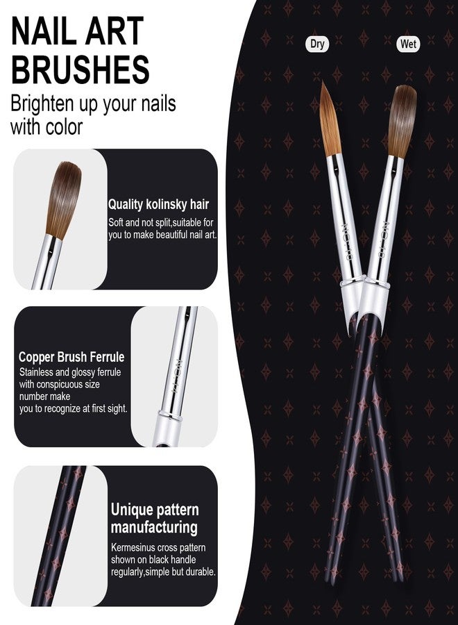 Shine Chance 2Pcs Acrylic Nail Brushes Set, 100% Pure Kolinsky Size 10 Nail Art Brush & Small Clean Up Brush, Art Design & Polish Mistake Cleaning Manicure Tools for Women Acrylic Application - Image 2