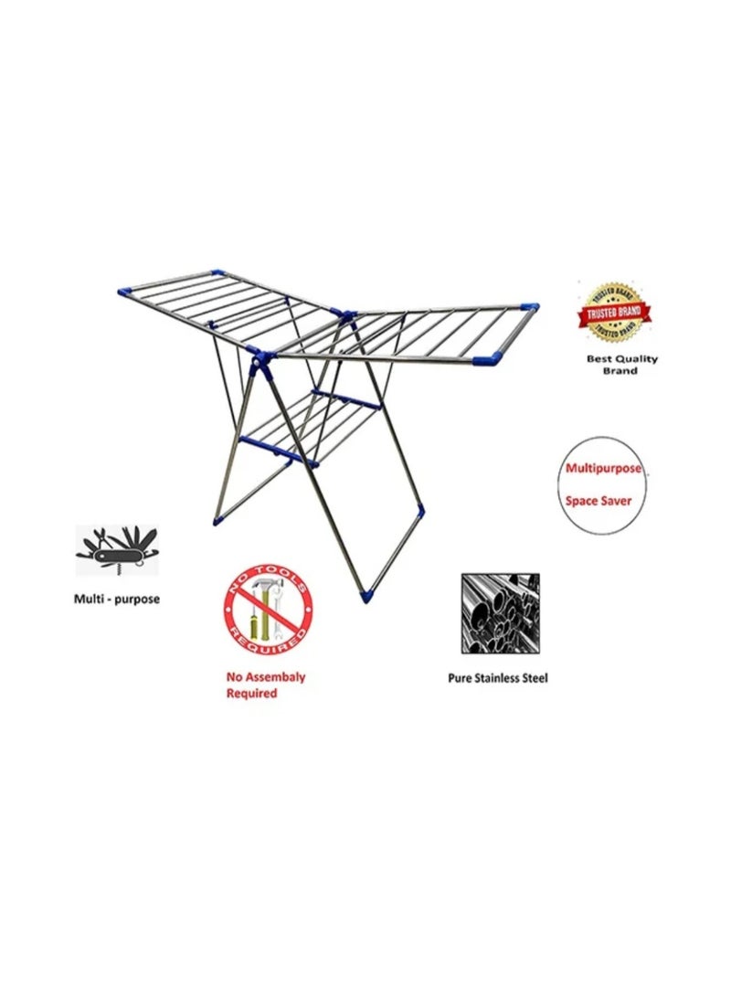 تيتاس شماعة غسيل وطاولة تجفيف الملابس – قابلة للطي، محمولة، للاستخدام الداخلي والخارجي، لون أبيض وأزرق، متعددة الطبقات، موفرة للمساحة، قوية ومتينه، ارتفاع قابل للتعديل، سهلة التركيب، للاستخدام في المنزل والشرفة - Image 5