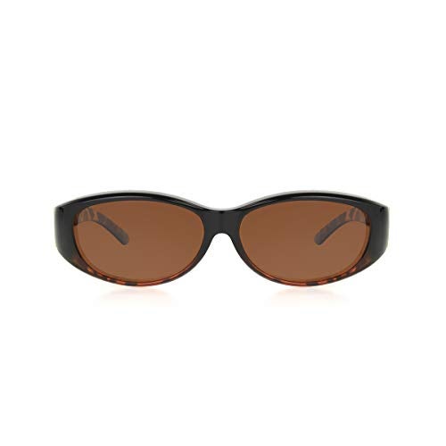Dioptics Solar Shield Andrea Fits Over Sunglasses Polarized Oval, Brown, 57 mm - Image 3