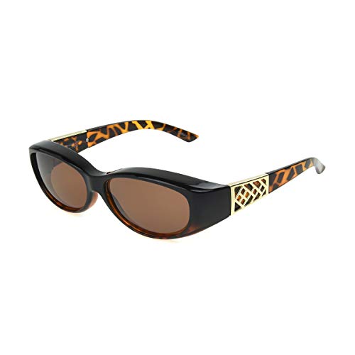 Dioptics Solar Shield Andrea Fits Over Sunglasses Polarized Oval, Brown, 57 mm - Image 1