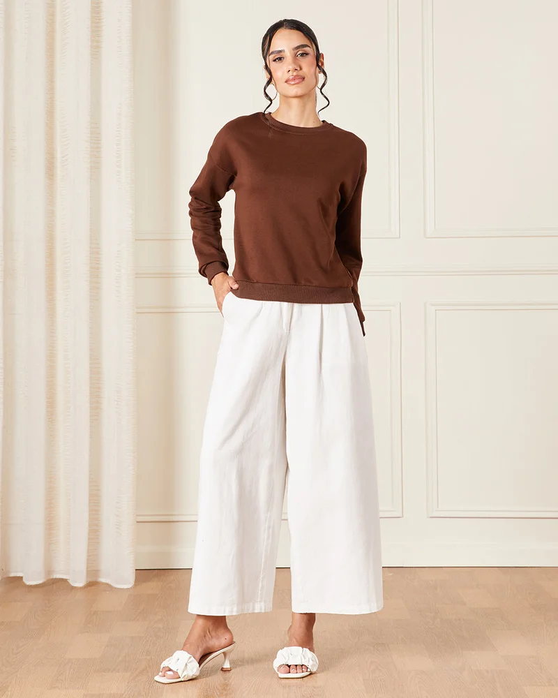 Redtag Women Brown Plain Sweatshirt