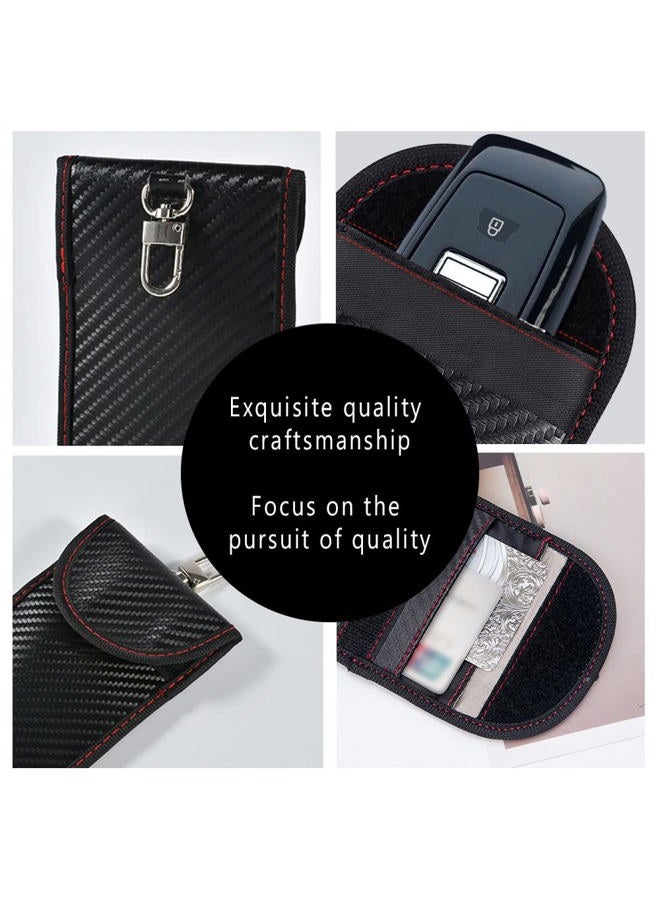 DWARFOO 2PCS Faraday Bag for Key Fob, Car RFID Signal Blocking Key Fob Protector, Faraday Cage Protector, Signal Blocking Anti-Theft Bag, Anti-Theft Pouch, Carbon Fiber Faraday Pouch Key Fob Protector - Image 3