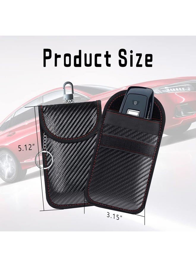 DWARFOO 2PCS Faraday Bag for Key Fob, Car RFID Signal Blocking Key Fob Protector, Faraday Cage Protector, Signal Blocking Anti-Theft Bag, Anti-Theft Pouch, Carbon Fiber Faraday Pouch Key Fob Protector - Image 2