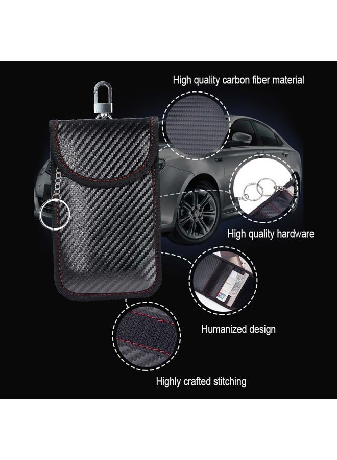 DWARFOO 2PCS Faraday Bag for Key Fob, Car RFID Signal Blocking Key Fob Protector, Faraday Cage Protector, Signal Blocking Anti-Theft Bag, Anti-Theft Pouch, Carbon Fiber Faraday Pouch Key Fob Protector - Image 4