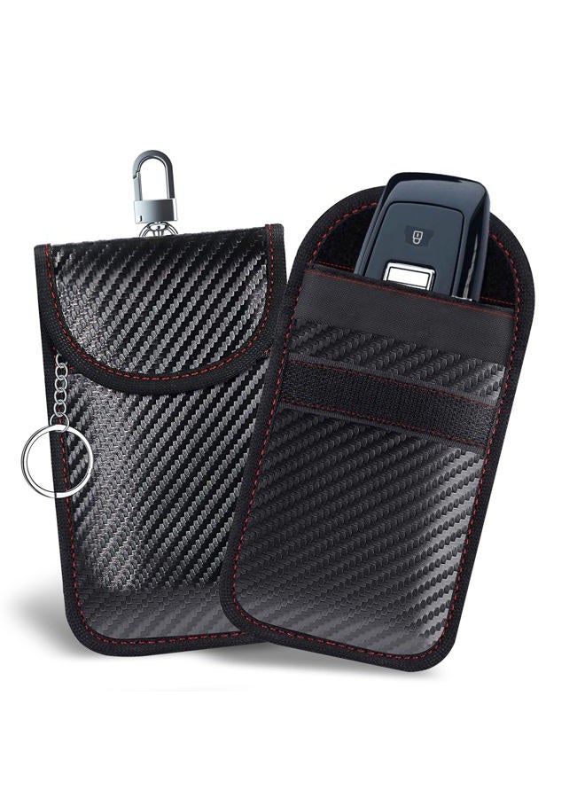 DWARFOO 2PCS Faraday Bag for Key Fob, Car RFID Signal Blocking Key Fob Protector, Faraday Cage Protector, Signal Blocking Anti-Theft Bag, Anti-Theft Pouch, Carbon Fiber Faraday Pouch Key Fob Protector - Image 1