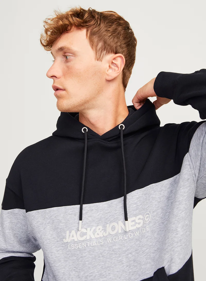 JACK & JONES Colour Block Pocket Detail Pullover Hoodie