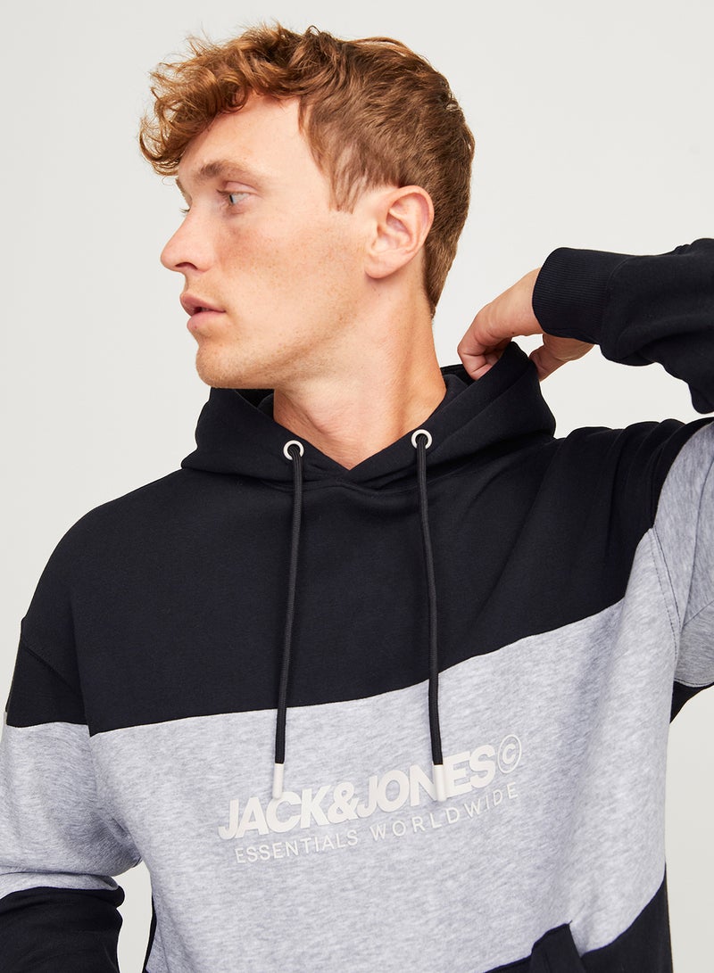 JACK & JONES Graphic Print Pocket Detait Pull Over Hoodie - Image 3