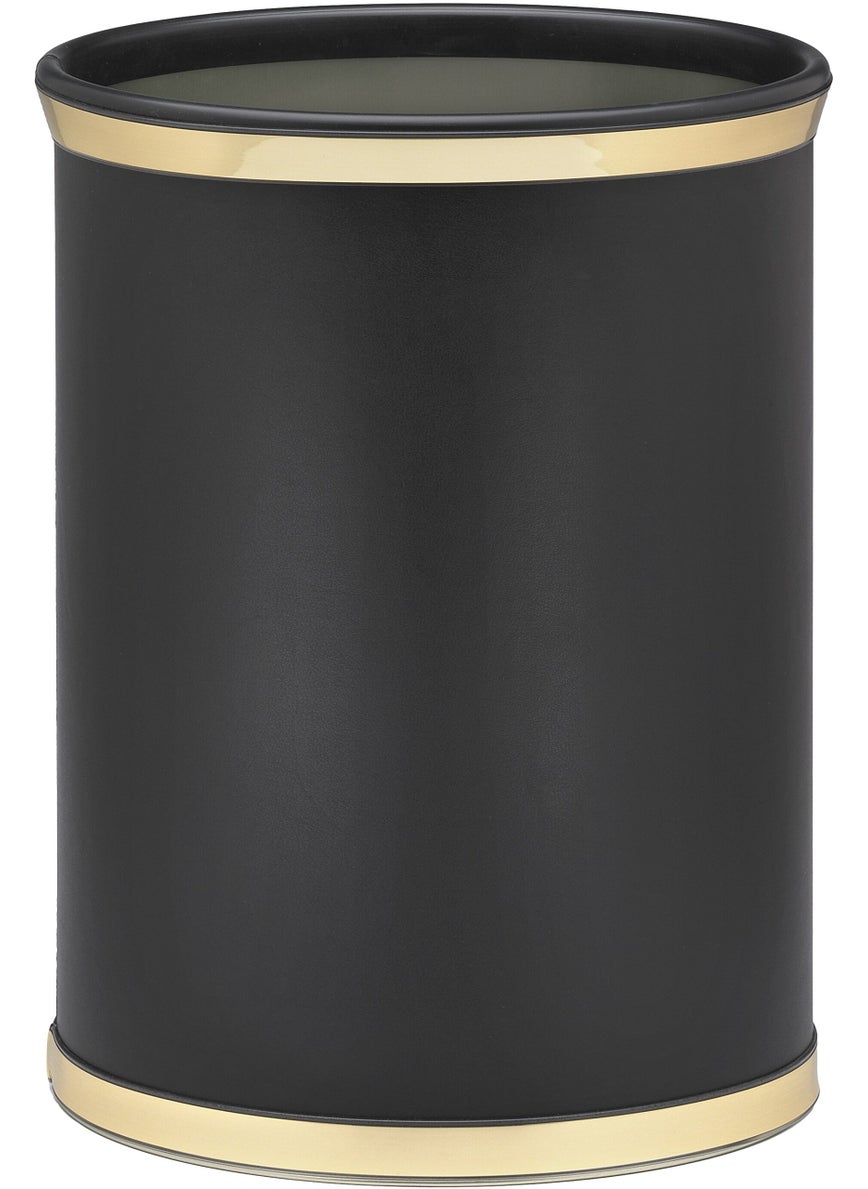 Kraftware Kraftware Sophisticates BlackPolished Gold Brass Waste Basket with 34Inch Bands and Brass Bumper 