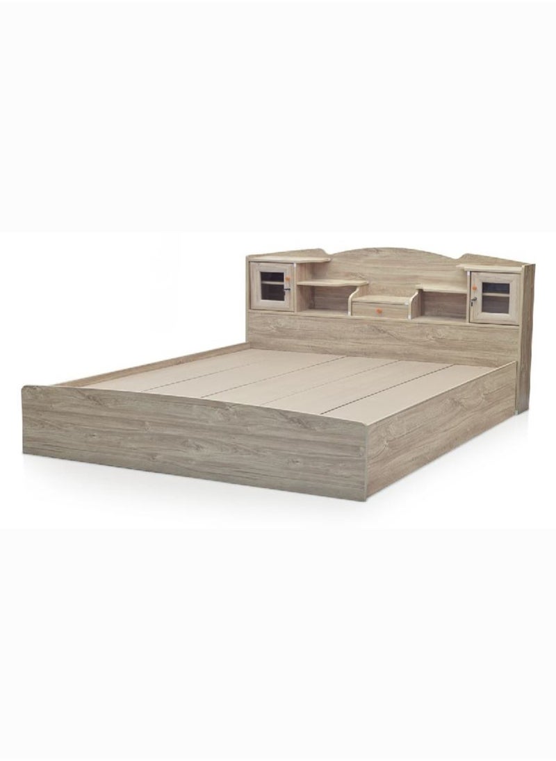 KARNAK Karanak Wooden Bed With Storage Headboard Color Teak Size150x190cm  - Image 1