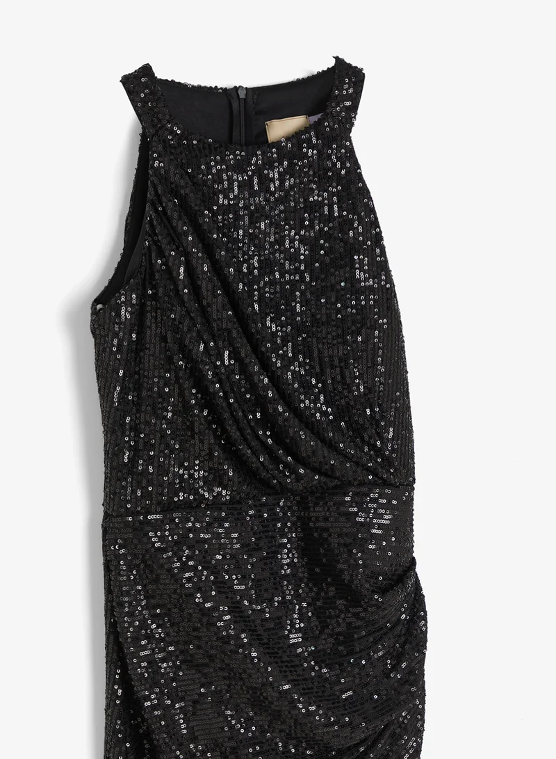 FYOR  Halter Neck Shimmer Maxi Dress for Women | Best Price UAE