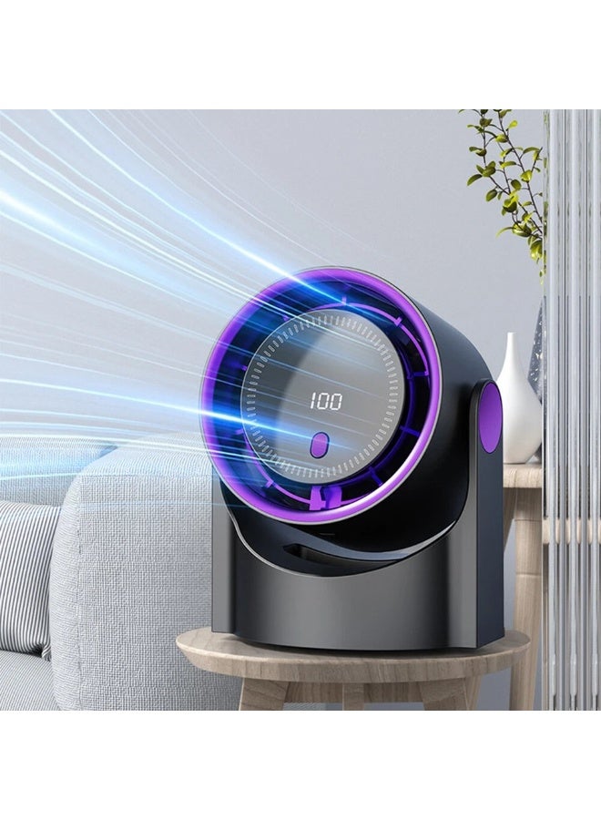100 Level Bladeless Fan USB Rechargeable Personal Fan with Digital Display, Turbo Circulating Airflow, Safe for Kids, Portable Quiet Desk Fan for Office Camping Hiking Travel Home Use