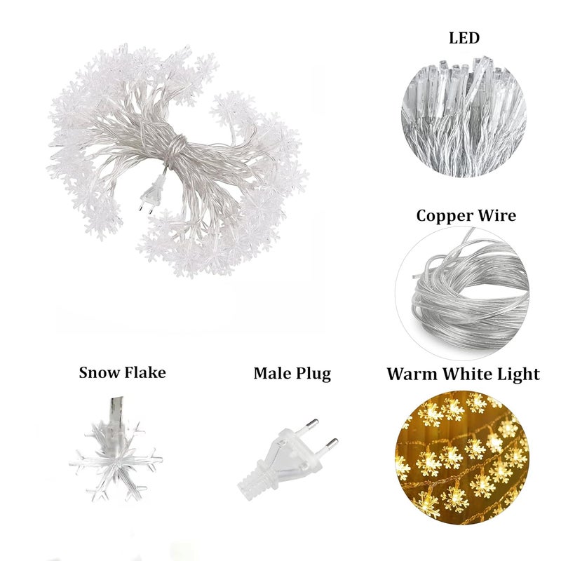 fizzytech أضواء LED على شكل ثلج زخرفية بلاستيكية 15 ليد لعيد الديوالي وعيد الميلاد وحفلات الزفاف، أضواء لتزيين المنزل (أبيض دافئ، 3 أمتار) - Image 3