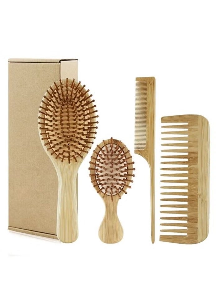 Loquat Wood Hair Brush/Hair Scalp Massage Comb Set - Image 1