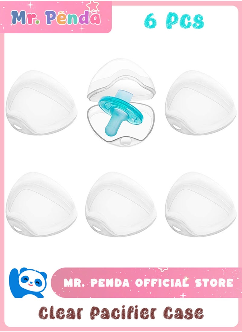 Mr. Penda 6 Pack Pacifier, Case Pacifier Holder, Case Pacifier Clip, Binky Holder Case Pacifier Box Pacifier Accessories (Transparent)  - Image 1
