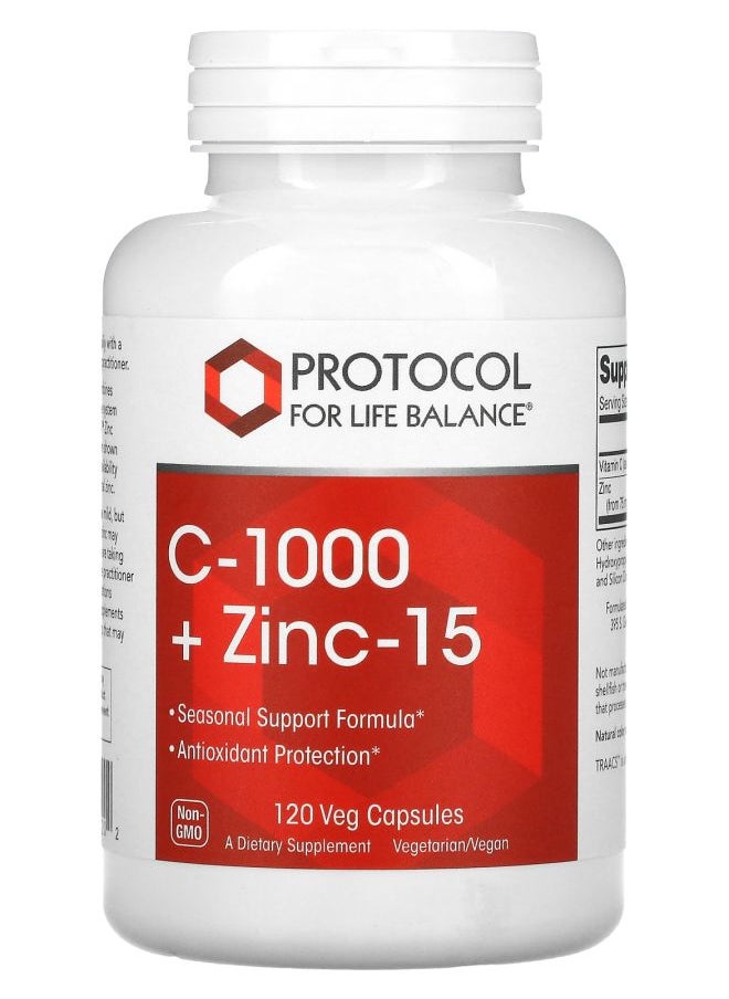 Protocol For Life Balance C-1000 + Zinc-15 120 Veg Capsules 