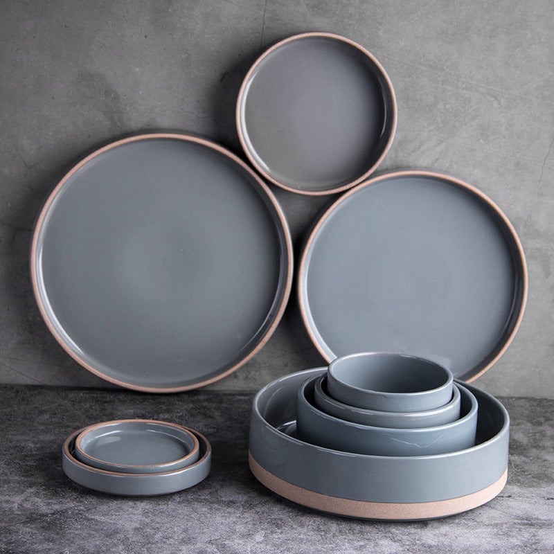 Korean Ceramic Dinnerware Set Dinner Plate Bowl Wooden Mug - Image 4
