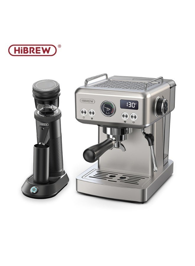 HiBREW G5 Conical Burr Electric Coffee Grinder with H10A Semi Automatic Espresso Coffee Machine,Bundle 2 Items, Home Coffee Maker Set, Adjustable Temp for Cold/Hot Brew, Cappuccino - Image 1