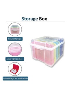Y&D SYOSI, Clear Photo Storage Box, Card Organizer with 6 Inner Cases for Birthday Get Well Cards Photos, Crafts, Scrapbooking, Paper, Stickers, Tools Container Box  - Image 5