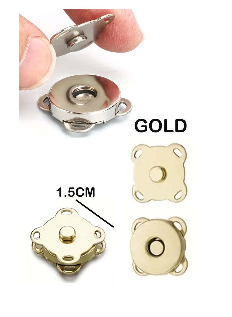 25 Pairs Magnetic Buckle Button Plum Magnetic Buckle For Bag Clothes Handbag Scraping (Gold)  - Image 1