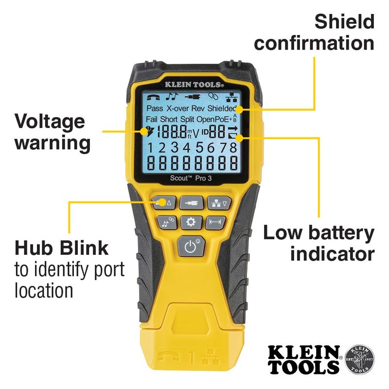 Klein Tools KLEIN TOOLS VDV501-851 Cable Tester Kit with Scout Pro 3 for Ethernet / Data, Coax / Video and Phone Cables, 5 Locator Remotes - Image 3