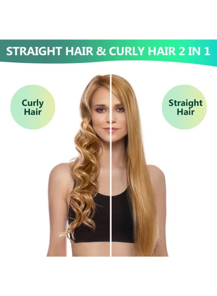 Dream Zone Straightener Brush 2 in 1 Brush for Women with 5 Temp & Fast Heating Negative Ion Styling Comb That Smoothes Hair Frizz Green - Image 1