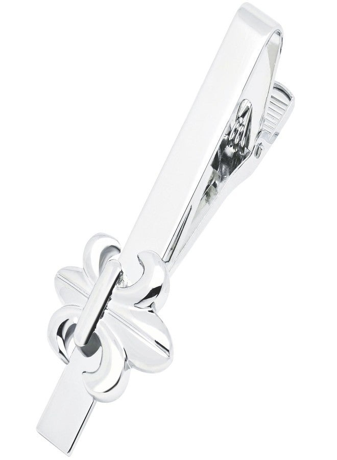 Jonwo Unique Flower Shaped Lady Men Tie Clip In Gift Box Silver/Golden Floral Tie Pin Bar for Regular Necktie Daily Office Party Occasions Business Dress (Silver) - Image 1
