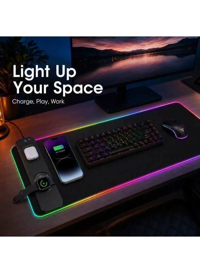 GroveMade RGB Gaming Mouse Pad with Wireless Charging, XXL Extended Mouse Pad 800x300mm, Waterproof Desk Mat, Non-Slip Keyboard Pad with LED Lighting for PC Gamers & Office Use。 - Image 3