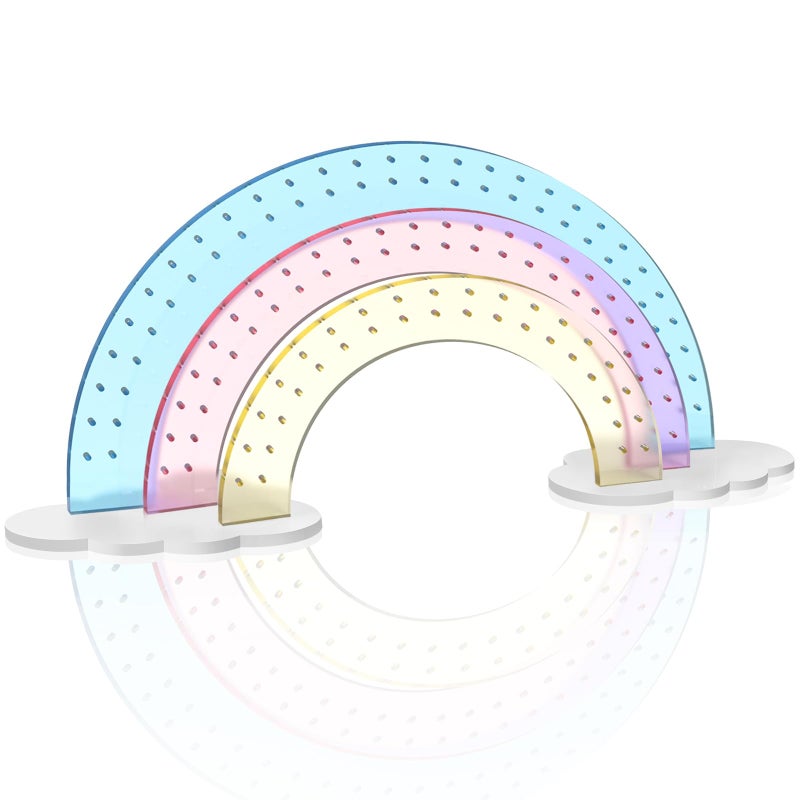 NiHome 3-Tier Gradient Colors Acrylic Rainbow Earring Organizer, 14" W x 6.3" H Lightweight & Durable Design 140 Holes for 70 Pairs, Unique Front Row for Special Earrings(Gradient Colors) - Image 1