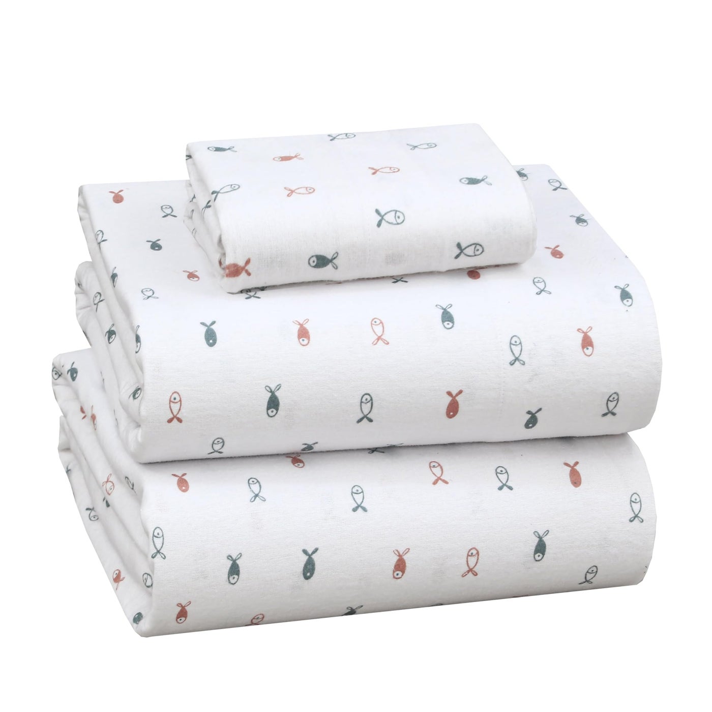 RUVANTI Flannel Sheets King Size - 100% Cotton Double Brushed King Bed Sheets Set - Deep Pockets 16 Inches - All Seasons Breathable & Extra Soft - Warm & Cozy, 4 Piece, Little Swimmers