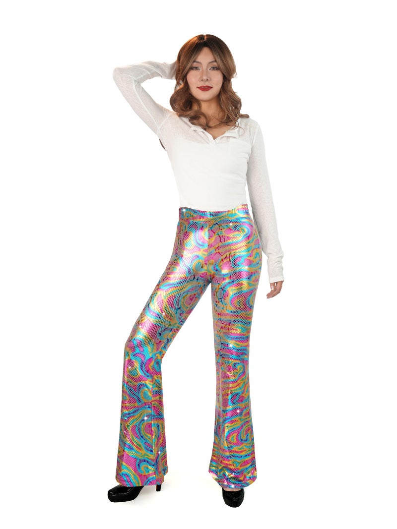 Nawgut Sequin Flare Pants Sparkly Glitter High Waisted Bell Bottoms Leggings Party Disco Clubwear for Women-Large - Image 3