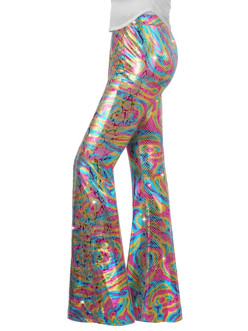 Nawgut Sequin Flare Pants Sparkly Glitter High Waisted Bell Bottoms Leggings Party Disco Clubwear for Women-Large - Image 1