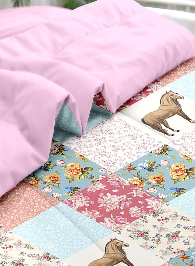 Pamnest Comforter Set Twin Size, Horse Animal Pink 5 Pcs Bedding for Kids and Adults, Country Farmhouse Bed Sheet Sets with Fitted Sheet Pillowcase & Sham for Bedroom Bed Decor - Image 5