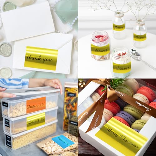 Yeachlaing 2" x 3" Gold Thermal Label Stickers,Waterproof Thermal Printer Sticker Labels for Gift Wrapping, Self-Adhesive Name Price Tag DIY Custom Logo Design (280 pcs,Gold) - Image 5