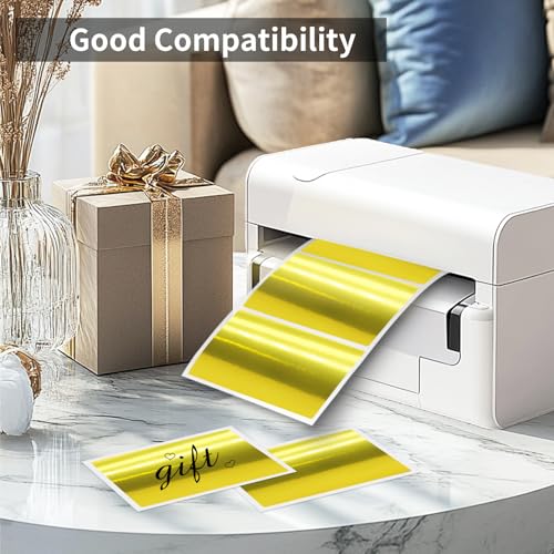 Yeachlaing 2" x 3" Gold Thermal Label Stickers,Waterproof Thermal Printer Sticker Labels for Gift Wrapping, Self-Adhesive Name Price Tag DIY Custom Logo Design (280 pcs,Gold) - Image 3