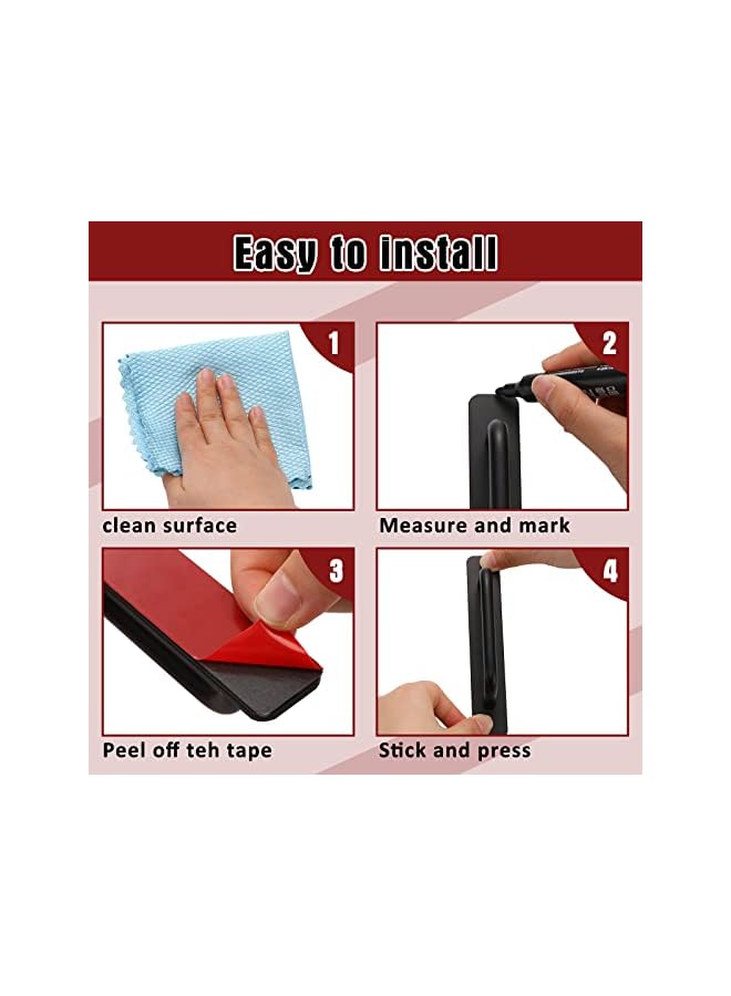 promass 6 Inch Adhesive Cabinet Handles Handle Pulls Cabinet Kitchen Pulls Kitchen Cupboard Handles Self Stick Instant Cabinet Pulls Hardware Kitchen Cabinet Handles for Door Knobs (Black, 4 Pcs) - Image 3