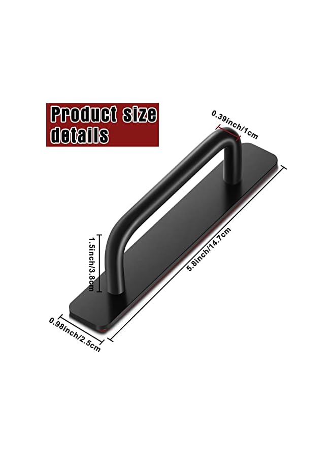 promass 6 Inch Adhesive Cabinet Handles Handle Pulls Cabinet Kitchen Pulls Kitchen Cupboard Handles Self Stick Instant Cabinet Pulls Hardware Kitchen Cabinet Handles for Door Knobs (Black, 4 Pcs) - Image 2