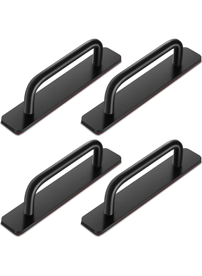 promass 6 Inch Adhesive Cabinet Handles Handle Pulls Cabinet Kitchen Pulls Kitchen Cupboard Handles Self Stick Instant Cabinet Pulls Hardware Kitchen Cabinet Handles for Door Knobs (Black, 4 Pcs) - Image 1