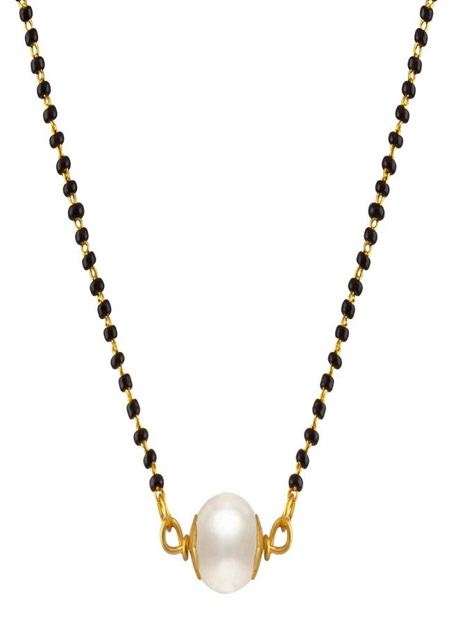 JFL - Jewellery for Less Modern Fusion Pearl Mangalsutra with Single Black Bead Chain Women - Party Casual Wear,Valentine - Image 3