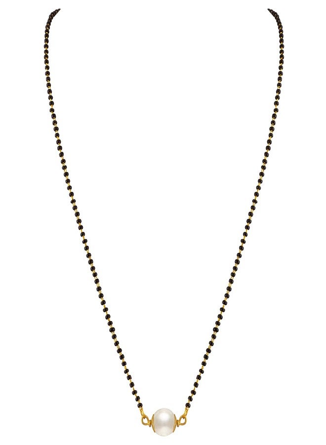 JFL - Jewellery for Less Modern Fusion Pearl Mangalsutra with Single Black Bead Chain Women - Party Casual Wear,Valentine - Image 5