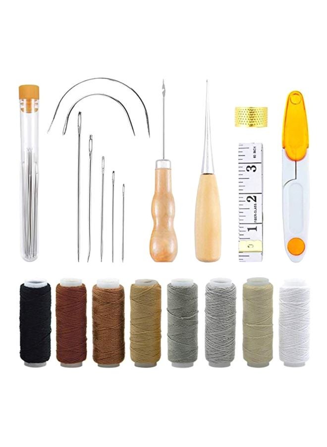 طقم خيوط للحرف اليدوية مكون من 25 قطعة بيج/ فضي/ أبيض - Image 1