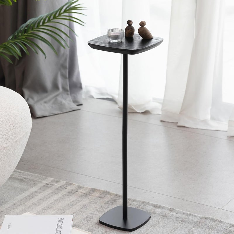 YOPENG Pedestal Side Table Small Drink Tables Pedestal Stand Black Square Mini End Table Cocktail Martini Coffee Tables Tiny Side Table for Living RoomSmall SpacesSofaCouch