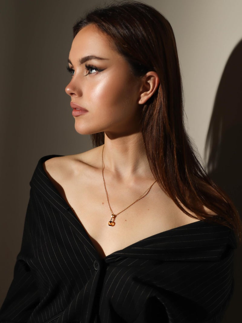 AmberJewelry TheNaturalAmber Green Faceted Baltic Amber Pendant in Gold Plated 925 Silver â€“ Genuine Natural Amber Jewelry for Adults Necklace Not Included - Image 3