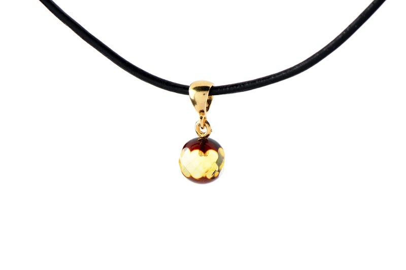 AmberJewelry TheNaturalAmber Green Faceted Baltic Amber Pendant in Gold Plated 925 Silver â€“ Genuine Natural Amber Jewelry for Adults Necklace Not Included - Image 1